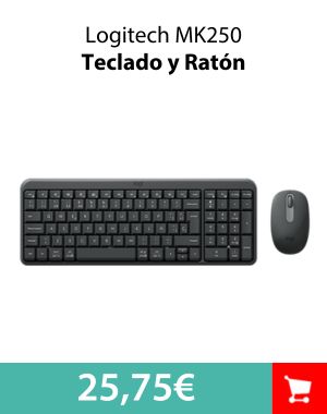 Logitech MK250 Teclado y Ratón Inalámbricos Compact Negro - Teclado y ratón