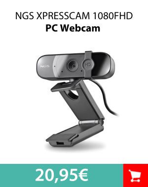 NGS XPRESSCAM 1080HD Webcam para PC FullHD 1080p USB 2.0 con Micrófono Incorporado - Videocámara