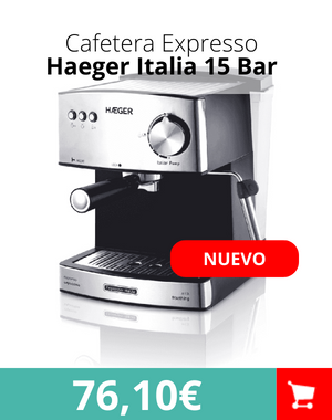 Haeger Cafetera Expresso Italia 15 Bar con tanque de agua de 1,6l, boquilla de espuma y placa de precalentamiento para tazas.