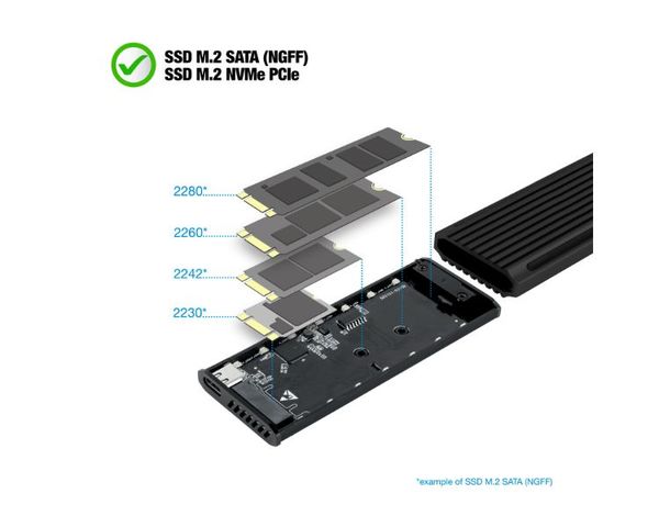 TooQ Shinobi TQE-2222B Caja Externa para Disco SSD NGFF/NVMe  RGB USB3.1 Gen2 USB-C
