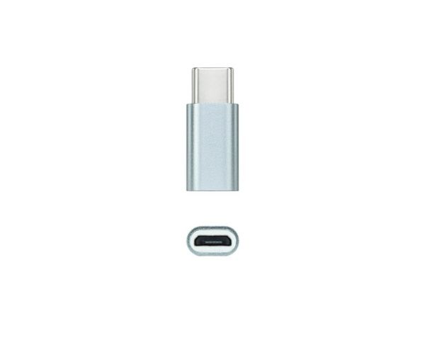 Nanocable 10.02.0011 Adaptador USB-C a MicroUSB, USB-C/Macho a Micro B/Hembra Gris