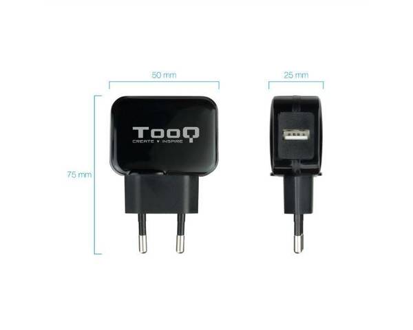 TooQ TQWC-1S01WT Cargador Pared USB-A 5V 2.4A Negro