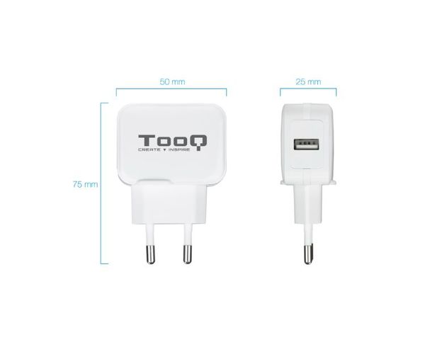 TooQ TQWC-1S01WT Cargador Pared USB-A 5V 2.4A Blanco