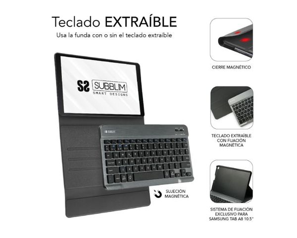 Subblim Funda con Teclado Keytab Pro para Samsung Tab A8 10.5" X200/X205 Negro: