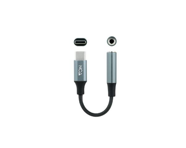 Nanocable Cable Adaptador Audio Jack 3.5/Hembra a USB-C/Macho 11cm Negro/Gris