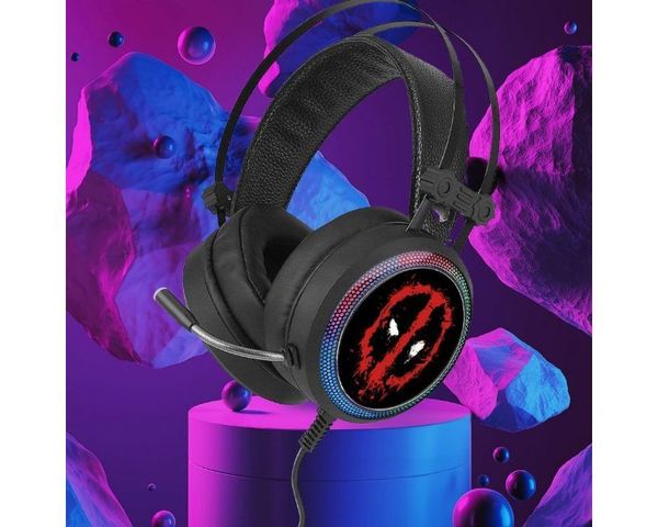 Auricular Gaming con Micrófono Luz RGB DeadPool Negro