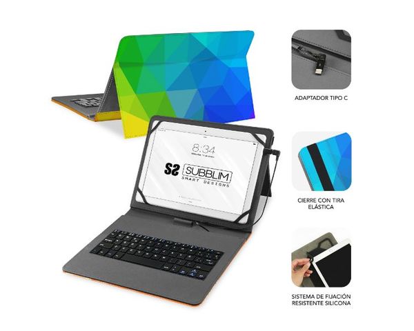 Subblim Keytab Triángulos USB Funda para Tablet 11"