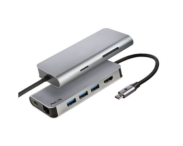 NGS Wonderdock8 Hub 8 en 1 USB-C a HDMI/USB 3.0/RJ45/Lector SD/PD 60W