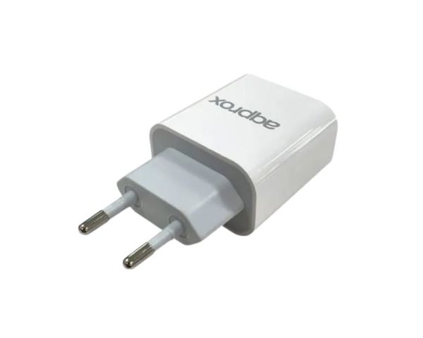 Approx Cargador de Pared/Viaje Carga Rápida 3.0 con Cable USB-C 18W Blanco