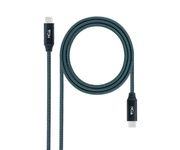 Nanocable Cable USB 3.2 Gen2x2 20Gbps 5A/100W 4K/60Hz USB-C Macho/Macho 2m Verde Azulado/Negro