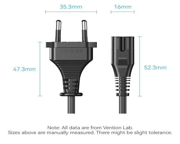 Vention ZCLBAC Cable de Alimentación Forma 8 CEE 7 1.8m