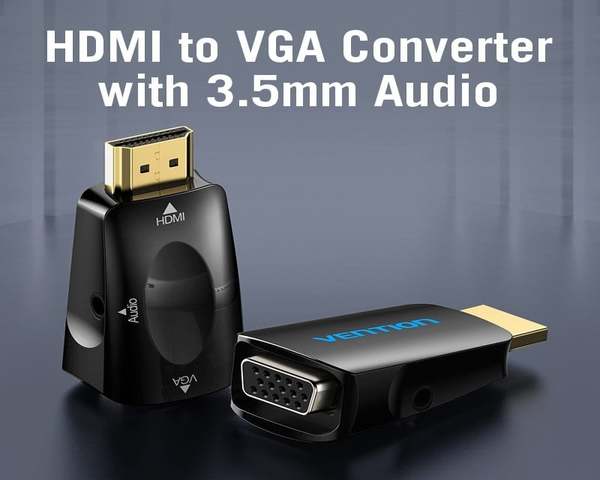 Vention AIDB0 Adaptador Conversor de HDMI Macho a VGA Hembra con Audio Jack 3.5mm