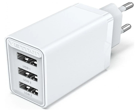 Vention FEW0-EU Cargador de Pared 3xUSB 12W Blanco