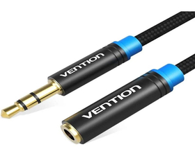 Vention Cable de Audio Estéreo Jack 3.5 Macho/Hembra Negro