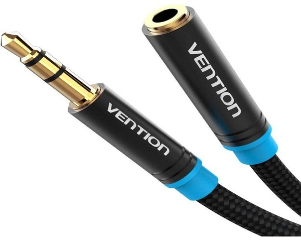 Vention Cable de Audio Estéreo Jack 3.5 Macho/Hembra Negro