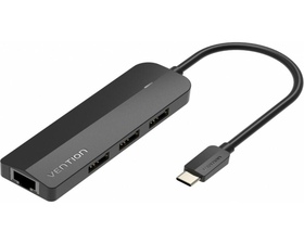 Vention TGOBB Docking Station 5 Puertos USB-C a 3xUSB-A/1xRJ45/1xMicro-B PD Negro