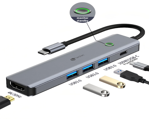 Leotec LEDS05 Docking Station 5 en1 USB-C PD 100W / USB 3.0 / HDMI 4K