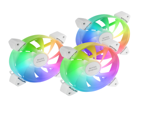 Mars Gaming MF-3A Kit 3x Ventiladores FDB 120mm ARGB Rainbow 360º sin Marco Doble Conector Blanco