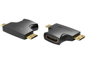 Vention AGFB0 Adaptador HDMI 2 en 1 HDMI Hembra a MicroHDMI a MiniHDMI Negro