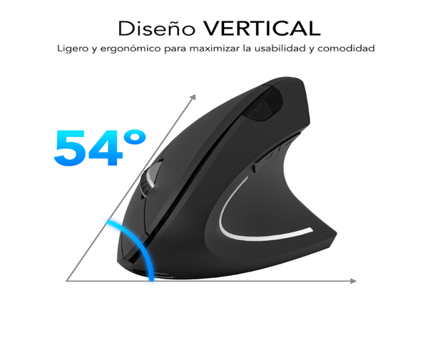 Subblim Glide Vertical Ergo Dual Inalámbrico 1600DPI Negro
