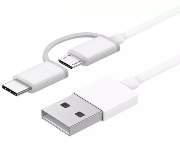 Xiaomi Cable USB a Micro USB con Adaptador USB-C 1m Blanco