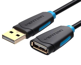 Vention Cable Alargador USB 2.0 Macho a Hembra Conector Dorado 3M Negro