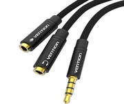 Vention Cable Audio Estereo Jack 3.5 Macho a 2 Jack 2.5 Hembra 30CM Negro