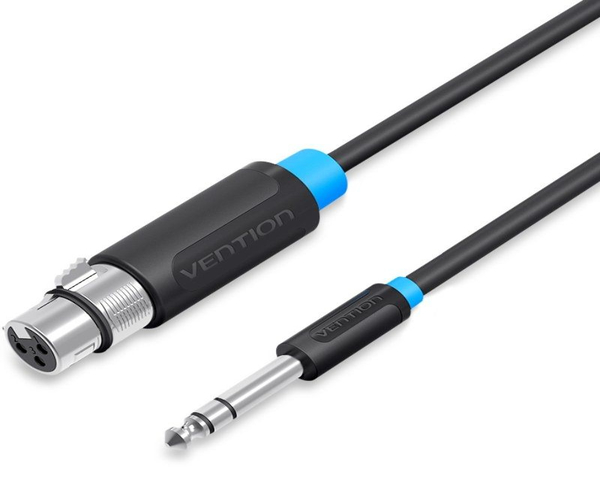 Vention Cable Audio Estereo Jack 6.5 Macho a XLR Hembra 2M Negro