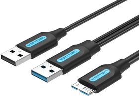 Vention Cable USB3.0 Macho, USB2.0 Macho y MicroUSB Macho 1M Negro