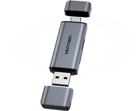 Vention Lector Tarjetas Externo USB-A y USB-C 3.0 Gris