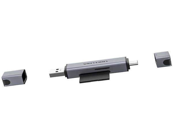 Vention Lector Tarjetas Externo USB-A y USB-C 3.0 Gris