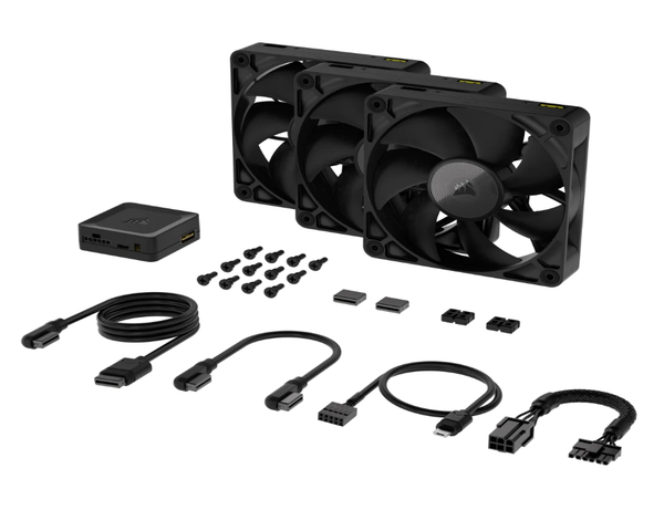 Corsair Kit Triple de Ventiladores Auxiliares RX120 ICUE LINK 120mm Negro