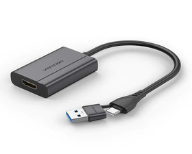 Vention Adaptador USB-A + USB-C a HDMI Negro