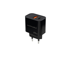 Nanocable Cargador USB-A y USB-C 20W Negro