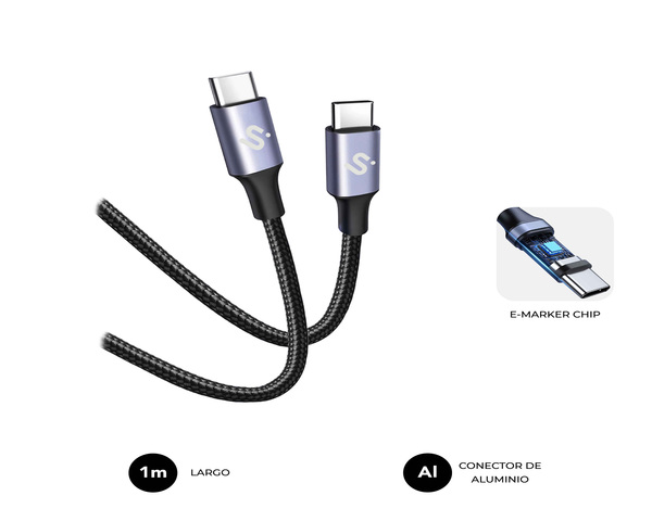 Subblim Cable Plus 100W CC 1M Negro