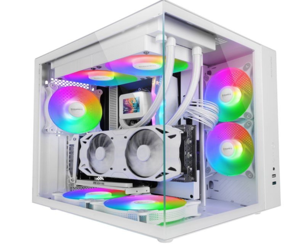 Torre PC Mars Gaming MCV-ONE Caja Gaming ATX Doble Cristal Templado Ventilador Trasero FRGB 12cm Blanco